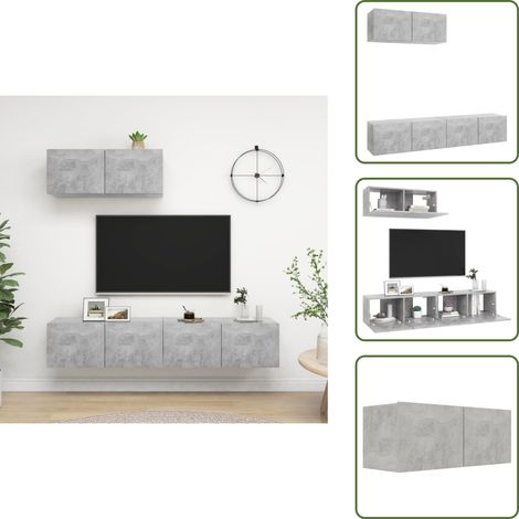 TV-Schränke 3 Stk. Betongrau Holzwerkstoff - Wandregal - TV Schrank - Regal Grau - Holzregale - Wohnzimmer Deko (1/5)
