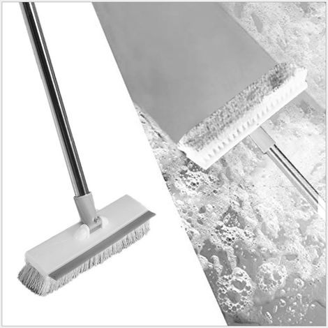 Brosse à récurer avec Manche Long de 105 cm, raclette et Brosse 2 en 1, Brosse pour Baignoire et carrelage pour Nettoyer la Salle de Bain, la terrasse, la Cuisine, Les Murs et la terrasse