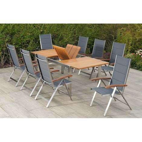 Ferrara Set 9tlg 8 Sessel Tisch 180(240)x100cm