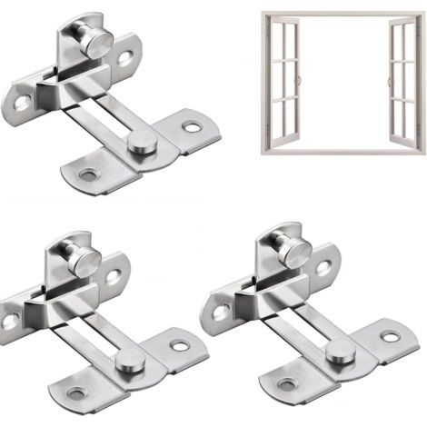 Schiebetürschloss aus Edelstahl, rechtwinkliger Scheunentorriegel, robuster Scheunentorverschluss, Bolzen mit Schrauben für Fenster, Weinschrank, Tierkäfige (silber) (1/5)
