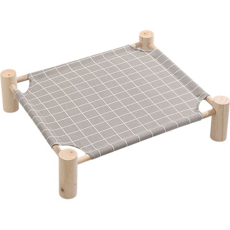 1 lit pour chat, structure en bois surélevée, tissu respirant, usage intérieur/extérieur, adapté chat chien lapin (1/5)