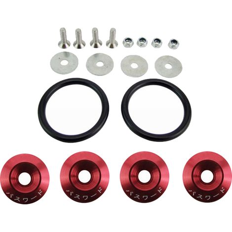 JDM Kit de fixations à dégagement rapide Surface d'oxydation anodique haute résistance complète pour voiture rouge. (1/5)
