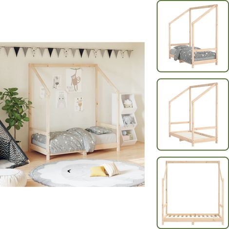 The Living Store Cadre de lit pour enfant 70x140 cm bois de pin massif - Lit Bébé - Lit Enfant - Mobilier Enfant - Lit Bois - Cadre Lit Enfant (1/5)