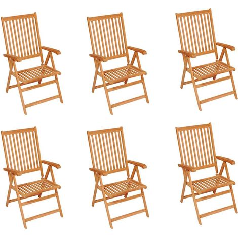Maison Exclusive - Klappstühle, 6er-Set mit roten Kissen, aus mas (1/5)