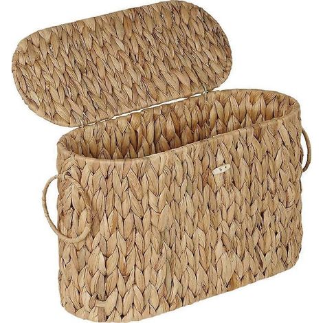 Panier de rangement pour papier toilette, porte-papier toilette fin en jacinthe d'eau avec couvercle - Peut contenir jusqu'à 6 rouleaux (1/5)