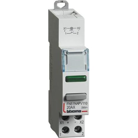 Pulsante 1NO con Led verde - 20A - 110/400V - 1 modulo DIN B
