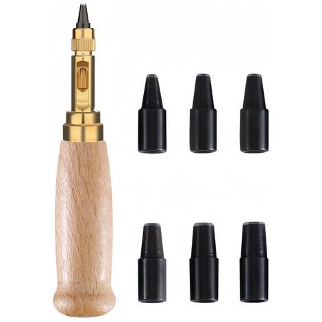 Outil de Perforation de Cuir Automatique,Perforatrice de Cuir avec 6 Poinçons de Trou Remplaçable pour Couture,Papier,Artisanat(1.5mm - 4mm) (1/5)