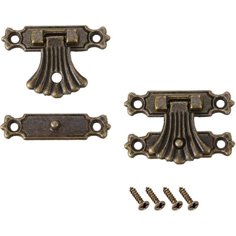 2 jeux de Holzkasten Brustkasten Verschluss Schließung Haspe Bronze Ton 37 x 27 mm (1/3)