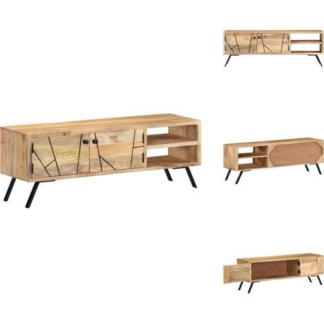 Meuble TV 110x30x40 cm Bois massif de manguier - Meubles Tv - Meuble Tv Bois - Meuble Tv Design - Buffet Tv - Rangement Tv (1/5)