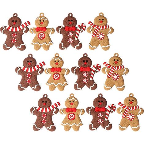 Pendentifs de Noël en forme de bonhomme en pain d'épice, parfaits pour le bricolage et les décorations de Noël, lot de 12 (1/5)