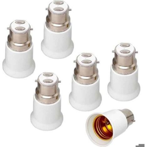 Adaptateur douille B22 vers E27 - Plastique ignifuge certifié CE Conversion facile culot - Éclairage domestique - Lot de 6 (1/5)