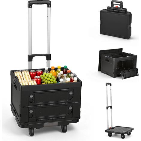 Wolketon carro de la compra plegable 48L negro 3 en 1 ruedas silenciosas (1/5)