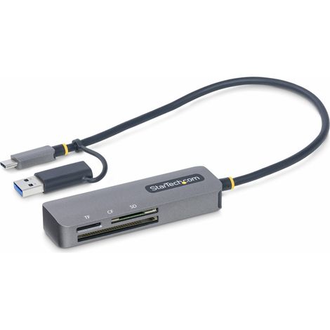 StarTech.com USB 3.0 Multikartenleser, SD/microSD/CF, Mobiler USB 5Gbps Kartenadapter, Externer USB-C Kartenleser mit angeschlossenem USB-A Adapter - Funktioniert mit jedem Betriebssystem