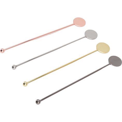 Set mit 4 Edelstahl-Rührstäbchen für Cocktails, Kaffee und andere Getränke, ideal für Restaurants und Teestuben.