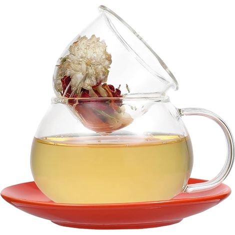 Infuseur à thé 11 oz avec couvercle orange usage quotidien (1/4)