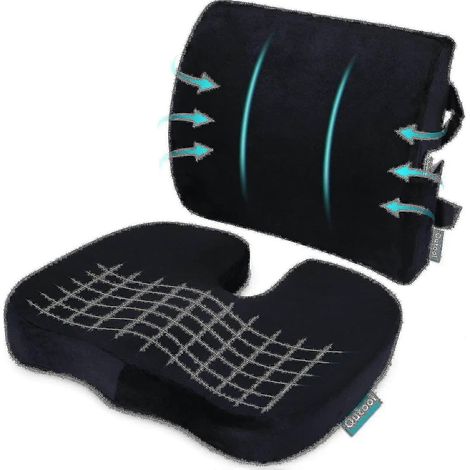 Coussin orthopédique de siège et coussin de soutien lombaire et dorsal pour chaise de bureau, coussin en mousse à mémoire de forme pour siège auto Walkbee 3962 B (1/4)