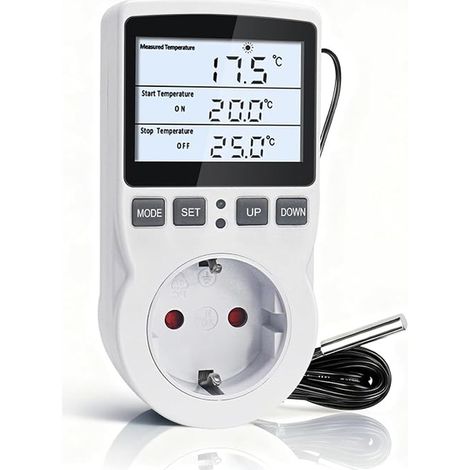 Prise Thermostat avec Sonde de 3 Mètres 220V, Rétroéclairage LCD (1/5)