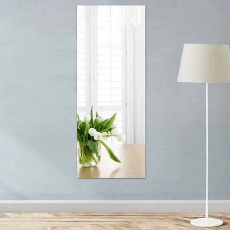 Miroir autocollant 40 x 122 cm, dalles de miroir adhésives flexibles, feuilles de miroir acrylique de 0,3 mm d'épaisseur, autocollants miroir