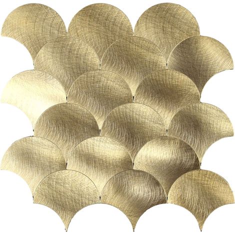 Lot de 4 crédences adhésives murales 3D - Effet écailles Doré 25x25 cm (1/5)