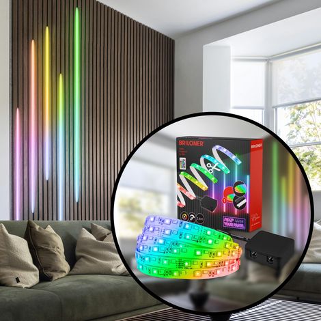 LED Strip Starterset, RGB couleurs de lumière, télécommande, bande, barre, décoration de pièce, accessoires panneaux acoustiques, ruban lumineux, 2,6m (1/5)