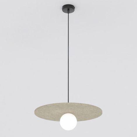 Lampada a sospensione CALMA in feltro beige e acciaio nero
