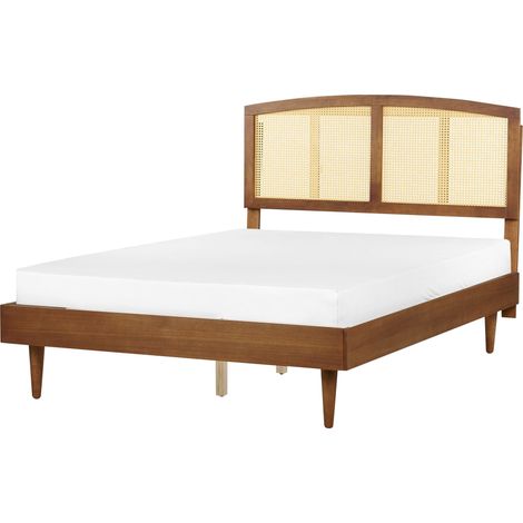 Moderna Struttura letto matrimoniale UE 140 x 200 cm Testiera a doghe in legno di gomma chiaro Varzy