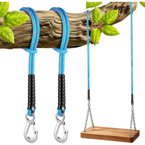 Corde de Fixation pour Balançoire 60cm, Jusqu'à 440lbs, Adaptée pour Hamac Chaise Suspendue Jardin Bleu-2 Pièce Diamètre 10 mm, supporte jusqu'à 200 kg, parcs pour enfants et camping (1/5)