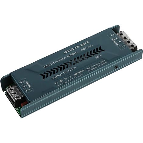 Transformateur LED Driver 220V AC à 12V DC Convertisseur 300W 25A Power Supply Ultra Mince Transfo Adaptateur Alimentation, d'alimentation Basse Tension Transfo LED de Tension Constante (1/5)
