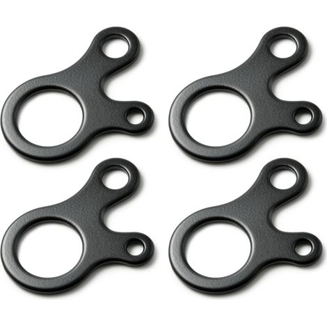 Tendeur de toile de tente en aluminium noir, ensemble de 4 tendeurs de câble à trois trous, pour haubans et guidage de cordes en camping, pratique pour les bâches et les tentes, conçu pour être utilis