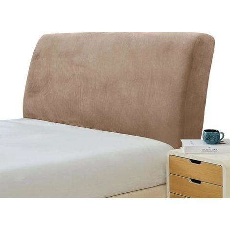 Housse de Tête de lit Extensible,150-170cm Housse de Protection en Velours Décor de tête de lit Anti-poussière pour Lits,Taupe (1/5)