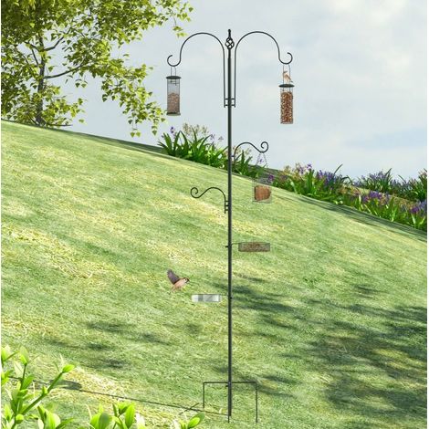 CHICFURN Estación de alimentación para pájaros 54,5 x 54,5 x 208 cm acero negro jardín (1/5)