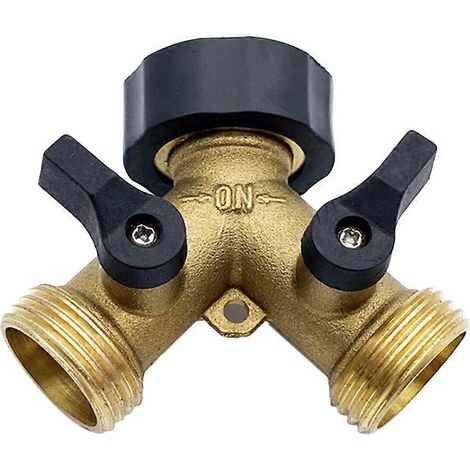 Gartenschlauchverteiler, robuster Schlauchverbinder aus Messing, 2-Wege-Schlauchverteiler (3/4")-7.7X6.3cm-Black (1/2)
