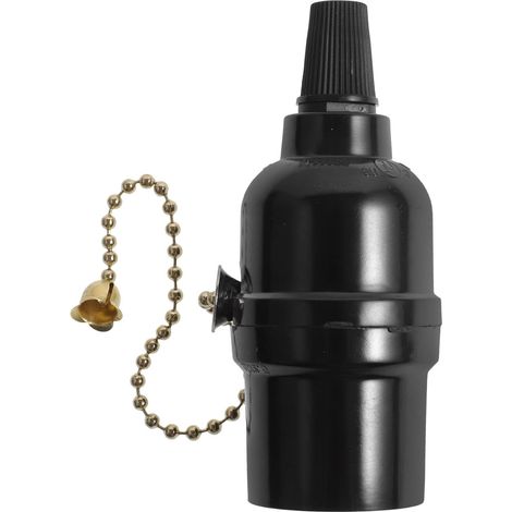 Douille de Lampe E26 250v 250w en Bakélite, Standard US Chaînette, Installation Facile, Compatible Ampoules E26, Finition Noire (1/5)