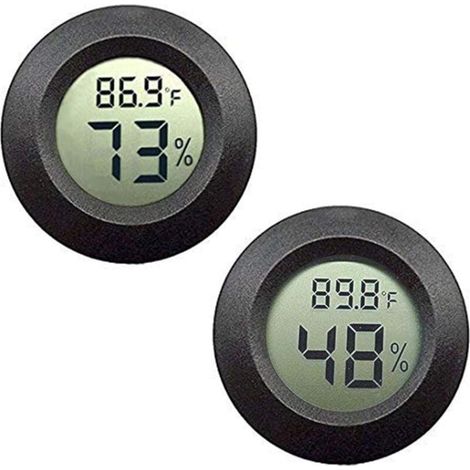 Mini Hygromètre Thermomètre Moniteur LCD Numérique Jauge d'Humidité Intérieure Extérieure pour Humidificateurs Déshumidificateurs Serre Sous-Sol Salle de Bébé Black-2pcs (1/4)