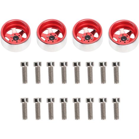 jantes de moyeu de roue de voiture RC, diamètre 2,2 pouces, en métal, installation facile, compatibles avec AXIAL SCX10 90046 et Traxxas 1/10 (rouge). (1/5)