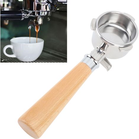 54 mm Edelstahlgriff für Platinum 870/880 Kaffeemaschinen, Doppelauslauf, Doppelauslaufgriff, Modell A2, Farbe: Naturbuche. (1/5)