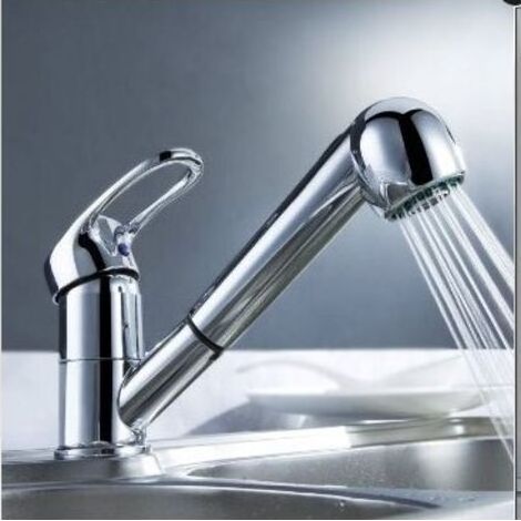 Auralum Mitigeur de Cusine avec Douchette Extractible Robinet de cuisine Rotatif 360°Eau Chaude et Froide Bobine en Céramique de Haute Qualité Robinetterie Mélangeur de Cuisine (1/5)