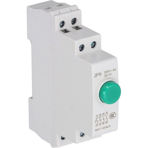 Bouton Poussoir Sur Rail Din - 230 V Ac - 2NO 2NC - Avec Voyant Lumineux Vert - Pour Commande Électrique Industrielle - 1 Pièce (1/5)