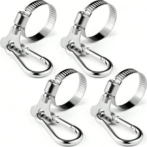4 pièces de clips pour poteau de drapeau, anneau de poteau de drapeau en acier inoxydable avec clips à crochets à pression, diamètre ajustable de 0,75 à 1,2 pouces pour bateau, yacht, camion, VTT, jar (1/5)