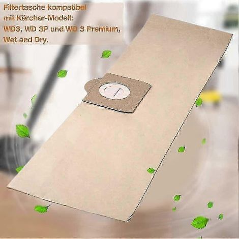Lot de 10 sacs à poussière filtrants en papier 6.959-130.0 A 2201/2204/2504 pour aspirateur eau et poussière WD3 WD3P Re SZRH