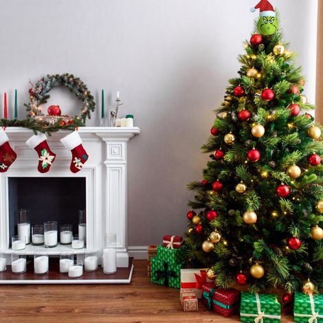 Weihnachtsbaumschmuck mit grünem Haarmonster, niedliches Weihnachtsplüschtier (1/5)