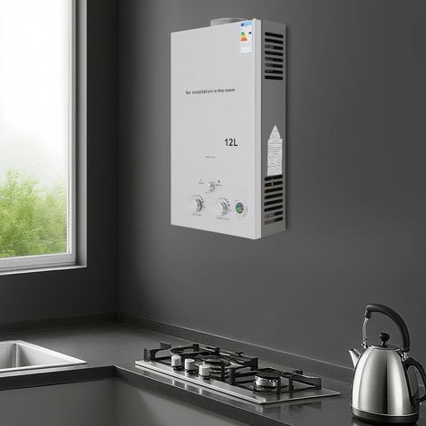 Chauffe - eau à gaz chaud, chauffe - eau avec tête de douche, 12l, 24kw, camping - car, caravane, 34 16 59cm (1/5)