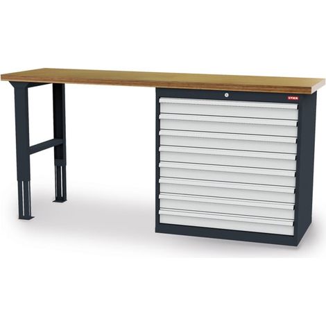 Rangée d'établis STIER lxPxH 2000x600x1060 mm, 1 caisson d'armoire 900x575x1020 mm