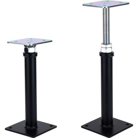 Lot de 2 Pied de Poteau Réglable en Hauteur 32-42 mm, Support de Poteau Bois en Acier au Carbone Noir, Embase à Visser pour Clôtures, Pergolas, Carports, Abris de Jardin (1/2)