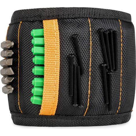 Bracelet magnétique avec 15 aimants puissants pour tenir des vis, des clous, des forets (1/5)