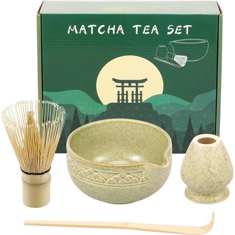 Coffret matcha 4 pièces – Bol japonais + fouet – Céramique (1/5)