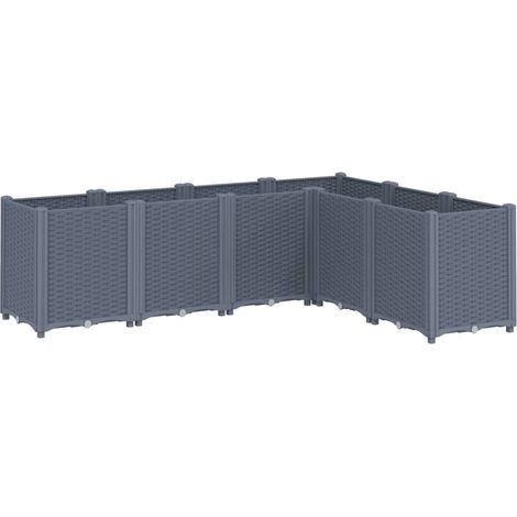 Vassoio per fioriera aiuola rialzata piante fiori terrazza giardino 160 x 120 x 53 cm PP grigio 020037456