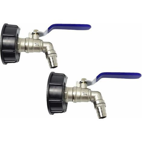 Raccord robinet en laiton chromé pour cuve IIBC 3/4quot Double Robinet, PP Filetage Gros 60 Mm0L, 2PCS (1/5)