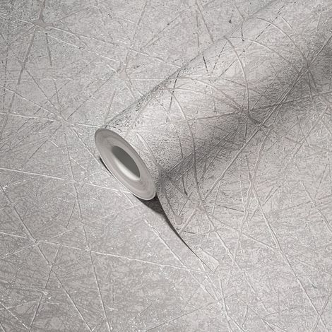 Papier peint intissé gris à motif idéal pour le salon et le bureau Papier peint gris à lignes design résistant au frottement (1/5)
