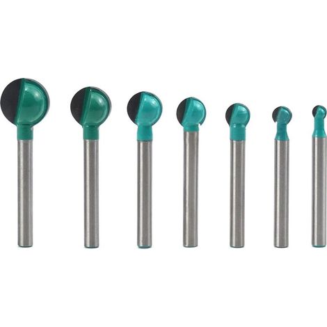 Fraise à Fond Rond Bois, 7PCS 6 mm Tige 6/8/10/12/14/16/19 mm Routeur Core Box Bits, Fraise à Rainurer pour Défonceuse Outil de Coupe Bit de Routeur (1/5)